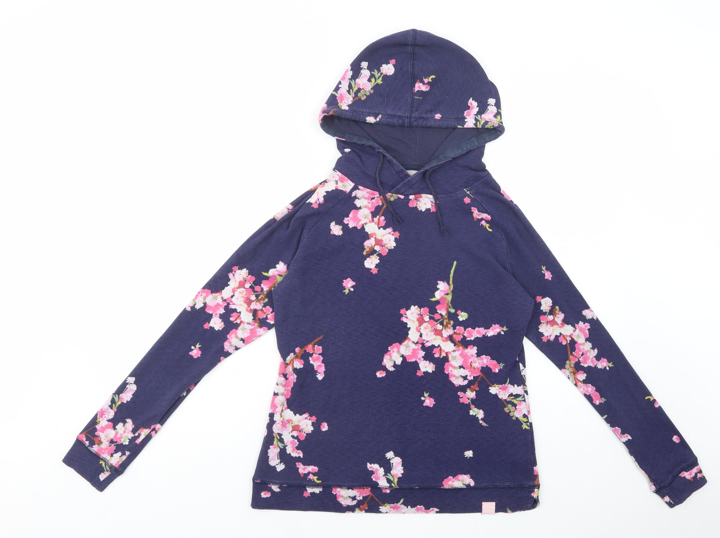Joules Womens Blue Floral Cotton Pullover Hoodie Size 12  Pullover