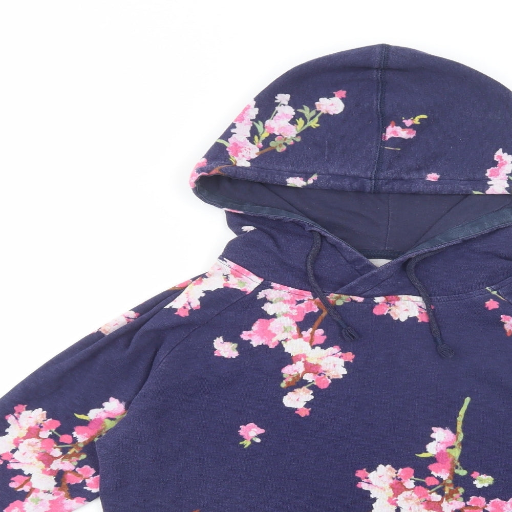 Joules Womens Blue Floral Cotton Pullover Hoodie Size 12  Pullover