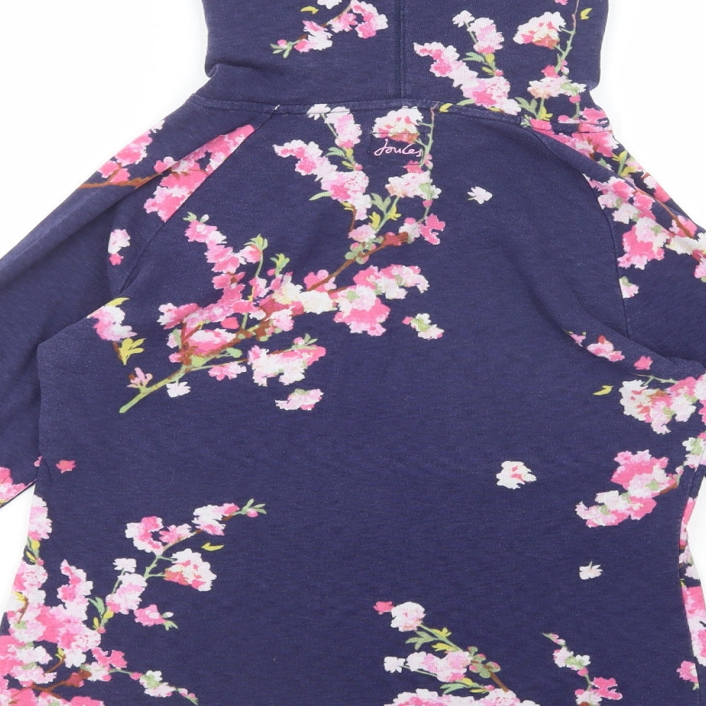 Joules Womens Blue Floral Cotton Pullover Hoodie Size 12  Pullover