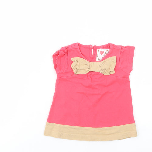 NEXT Baby Pink  Cotton Basic Blouse Size 6-9 Months Crew Neck Button