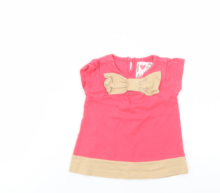 NEXT Baby Pink Cotton Basic Blouse Size 6-9 Months Crew Neck Button