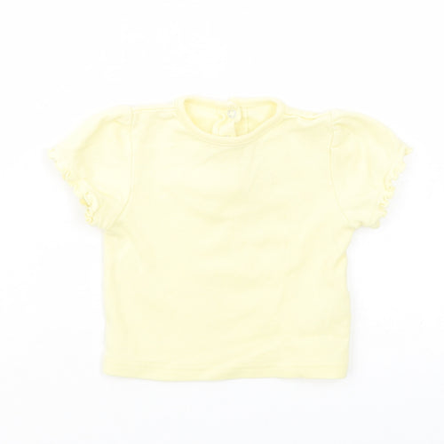 Dunnes Stores Baby Yellow  Cotton Basic T-Shirt Size 6-9 Months Crew Neck Snap