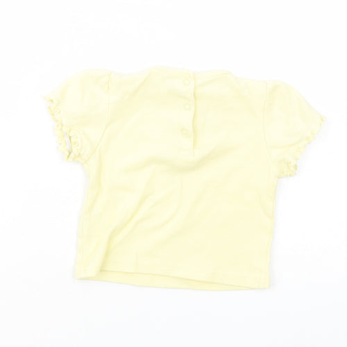 Dunnes Stores Baby Yellow  Cotton Basic T-Shirt Size 6-9 Months Crew Neck Snap