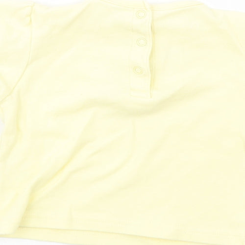 Dunnes Stores Baby Yellow  Cotton Basic T-Shirt Size 6-9 Months Crew Neck Snap