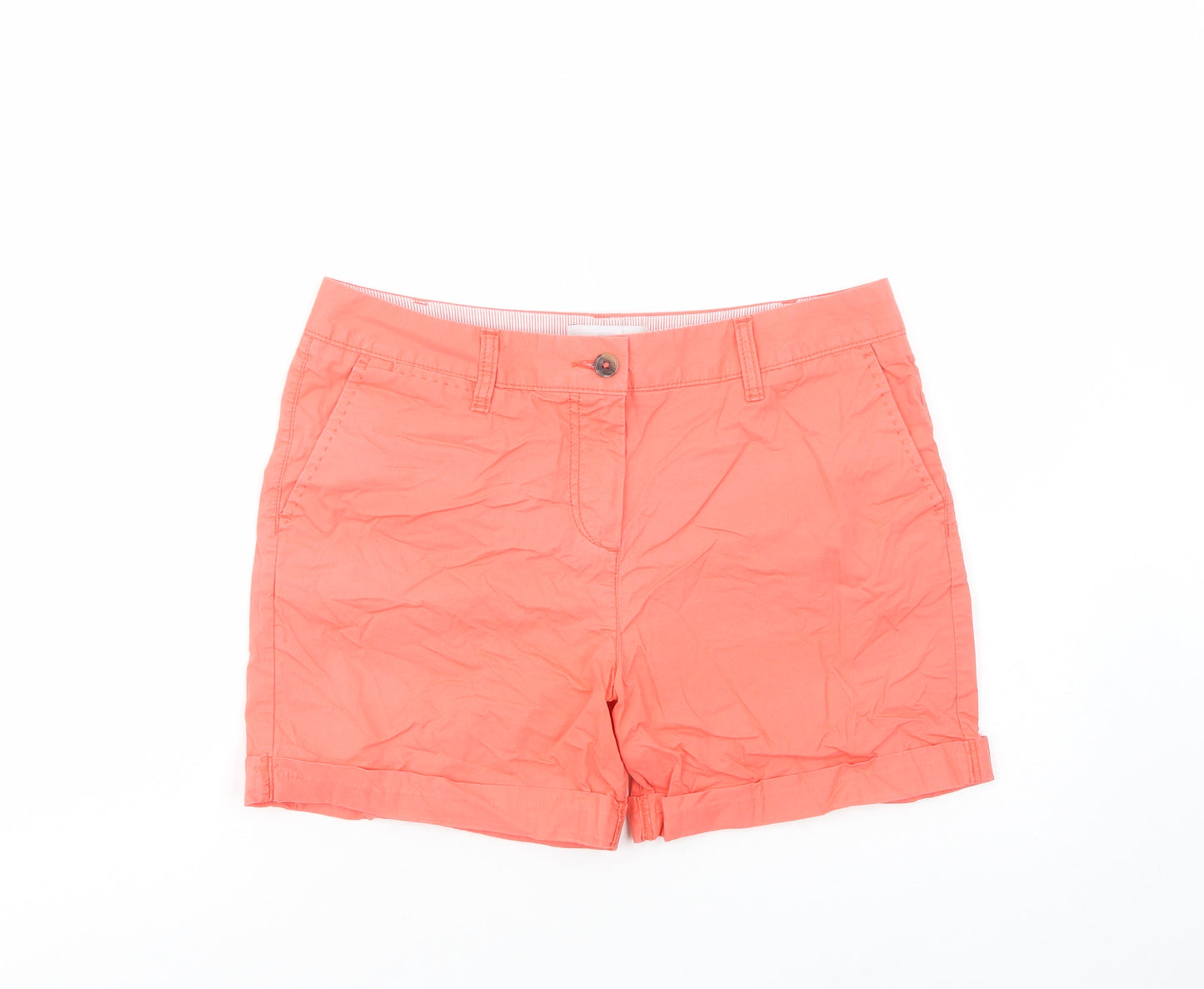 NEXT Womens Pink  Cotton Chino Shorts Size 10 L4 in Regular Button