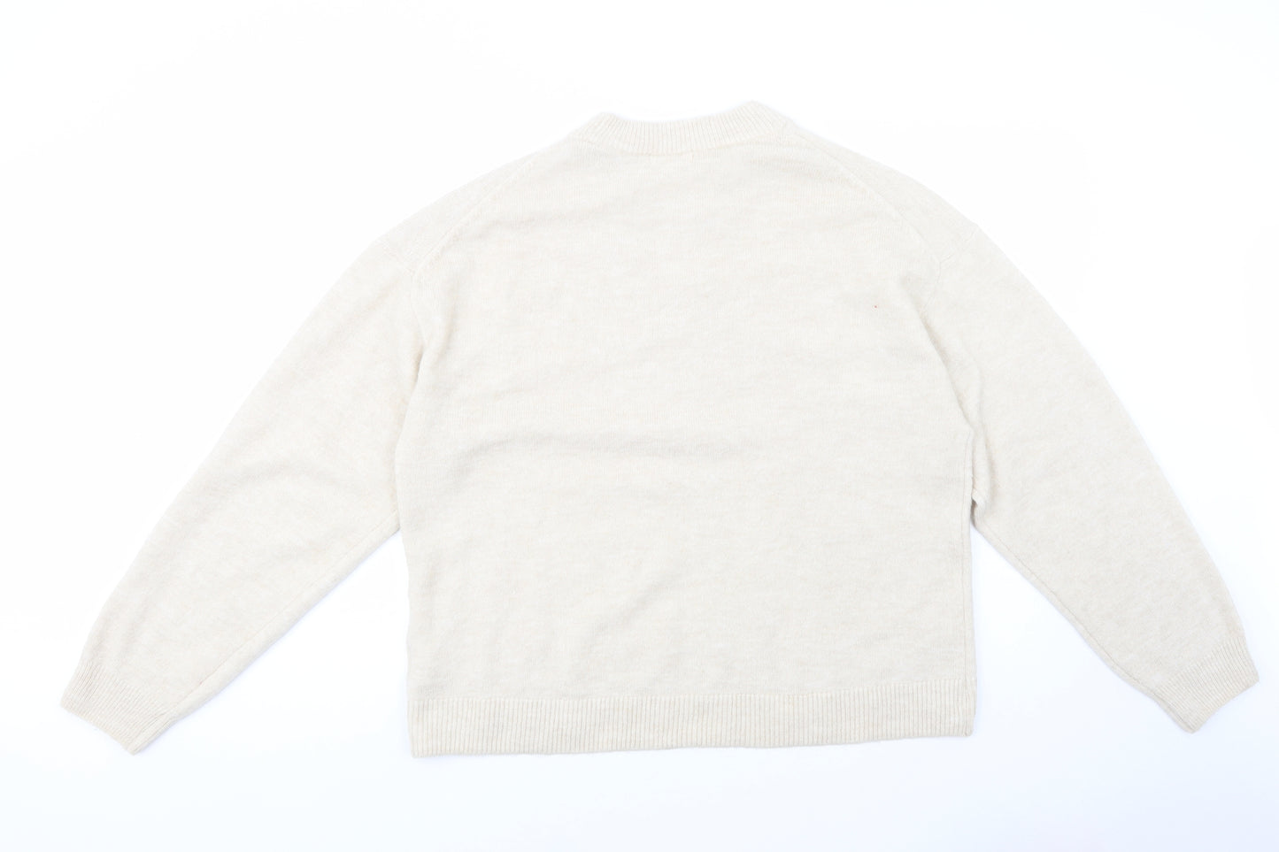 H&M Womens Beige Crew Neck  Polyester Pullover Jumper Size M