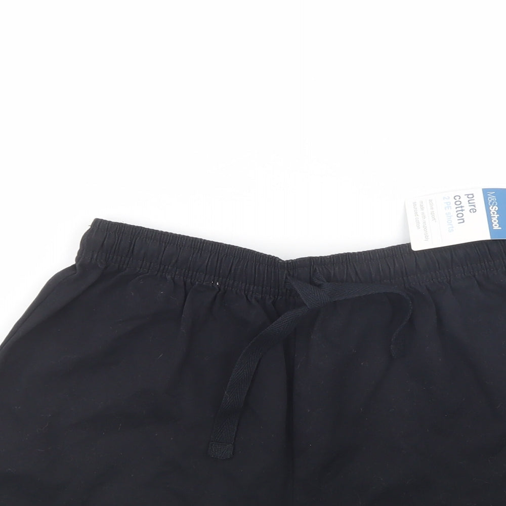Marks and Spencer Boys Black  Cotton Sweat Shorts Size 11-12 Years  Regular Drawstring - School Wear