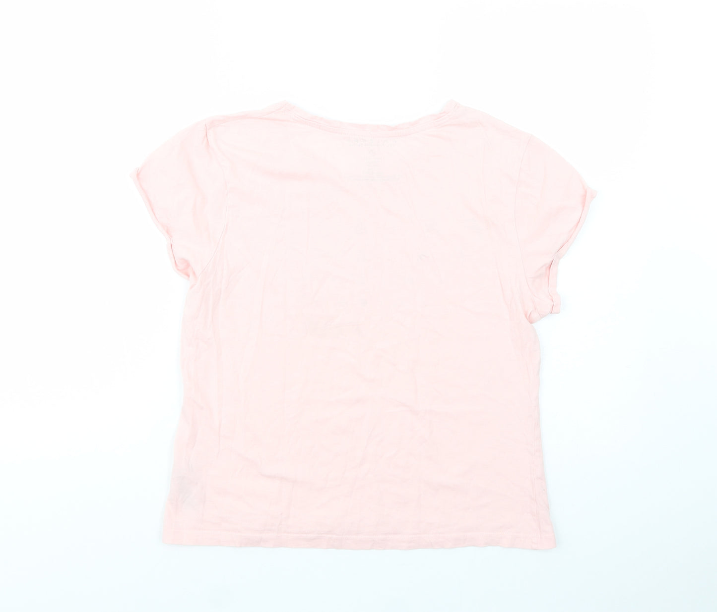 Primark Womens Pink  Cotton Basic T-Shirt Size 10 Boat Neck - Friends