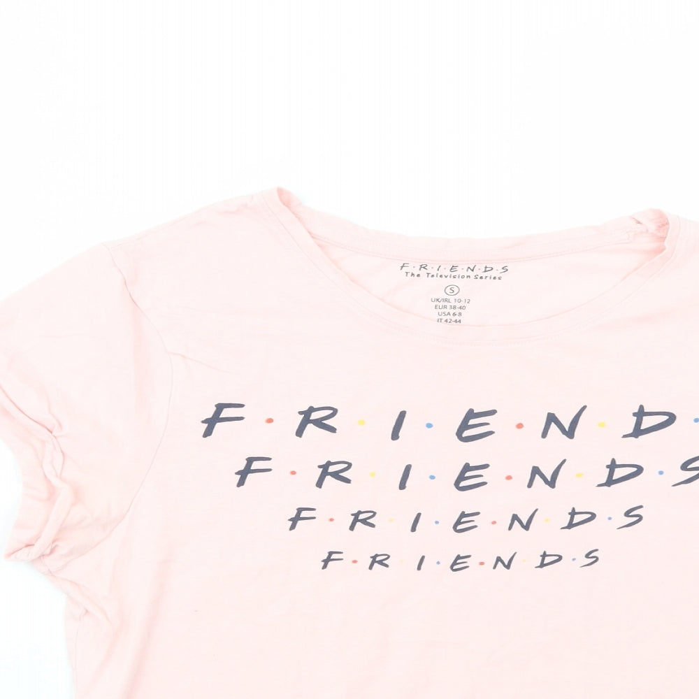 Primark Womens Pink  Cotton Basic T-Shirt Size 10 Boat Neck - Friends