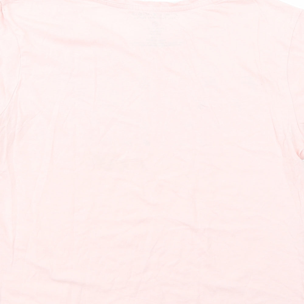 Primark Womens Pink  Cotton Basic T-Shirt Size 10 Boat Neck - Friends