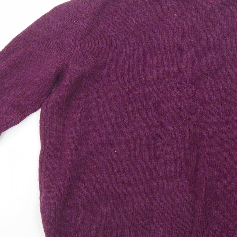 Benetton Womens Purple Crew Neck  Wool Cardigan Jumper Size S