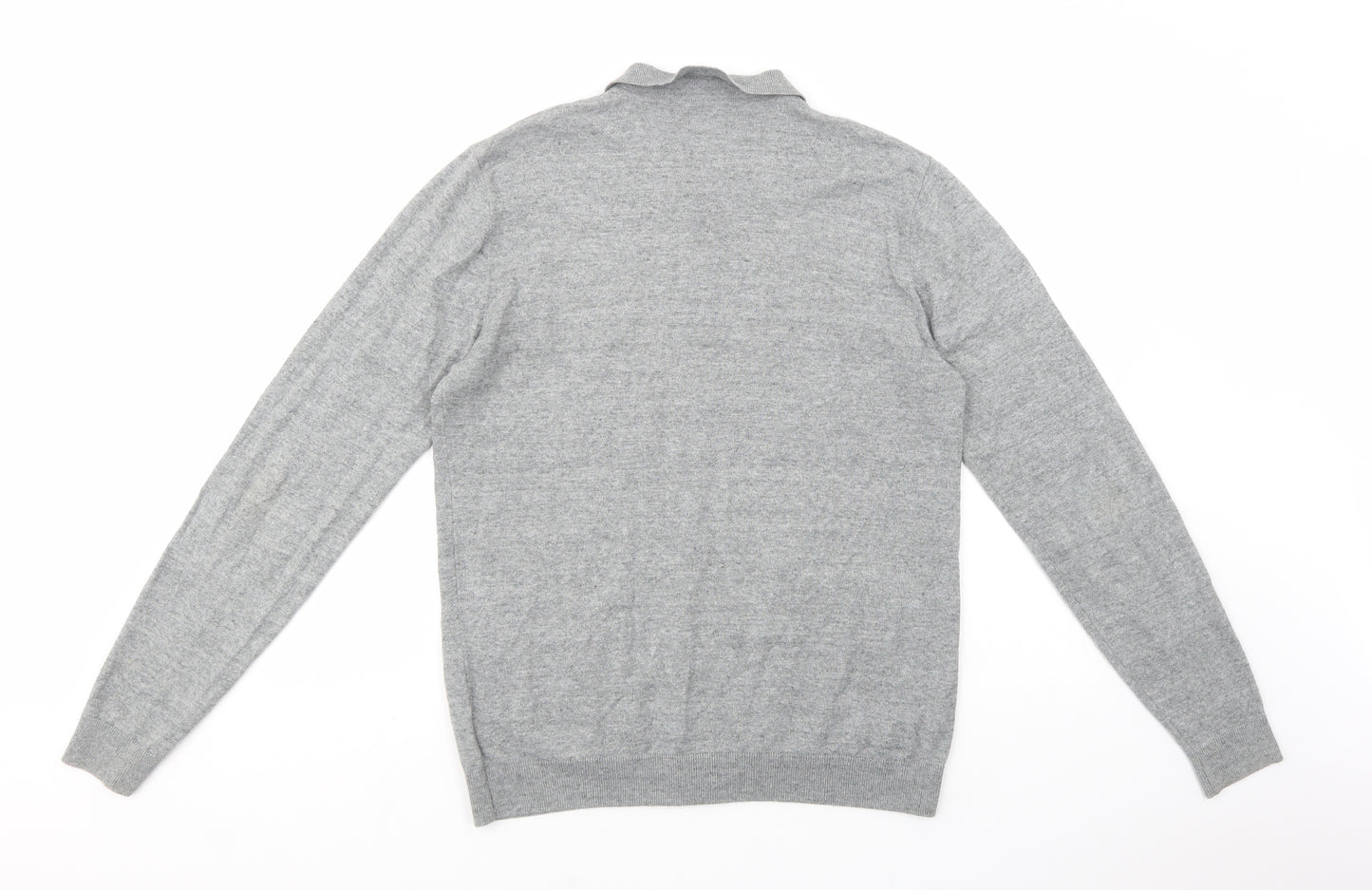 NEXT Mens Grey Collared  Cotton Cardigan Jumper Size M