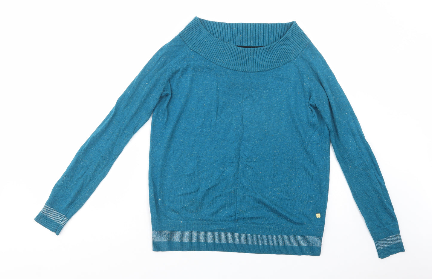 BiBA Womens Green Boat Neck  Nylon Pullover Jumper Size 12
