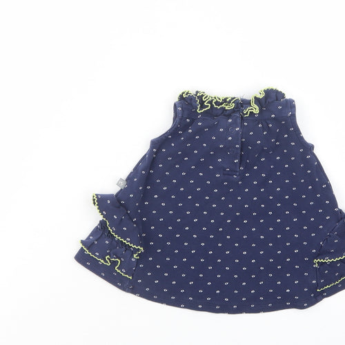 Petit Lem Baby Blue Geometric Cotton Pullover Blouse Size 9-12 Months Collared Snap