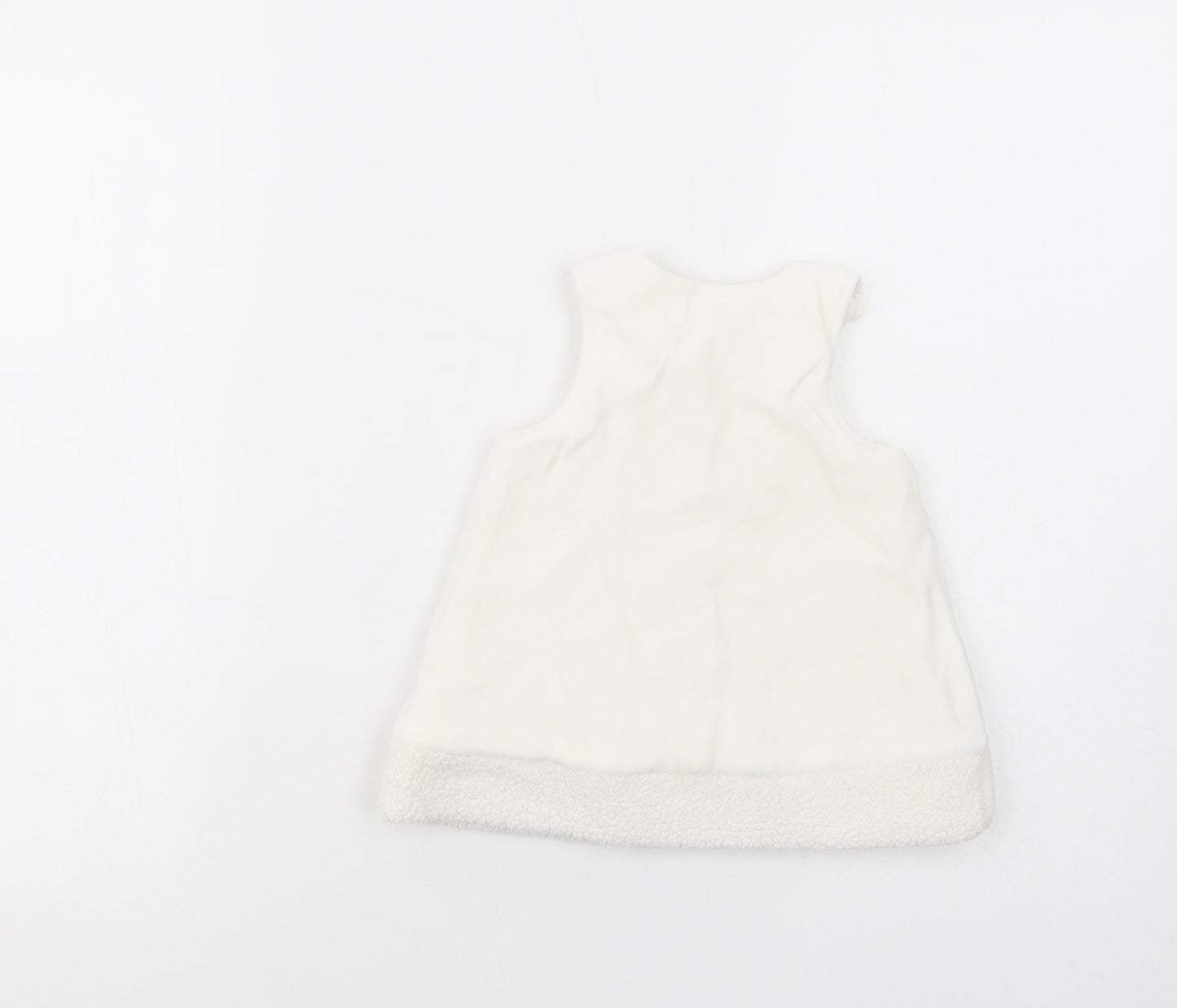 Zip Zap Baby White  Polyester Tunic Blouse Size 6-9 Months Crew Neck Button - Bunny