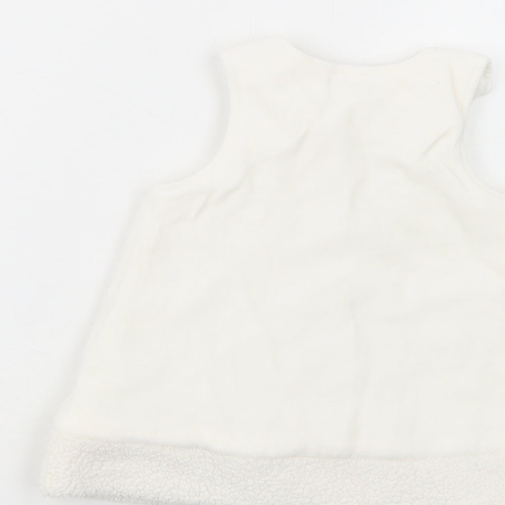 Zip Zap Baby White  Polyester Tunic Blouse Size 6-9 Months Crew Neck Button - Bunny