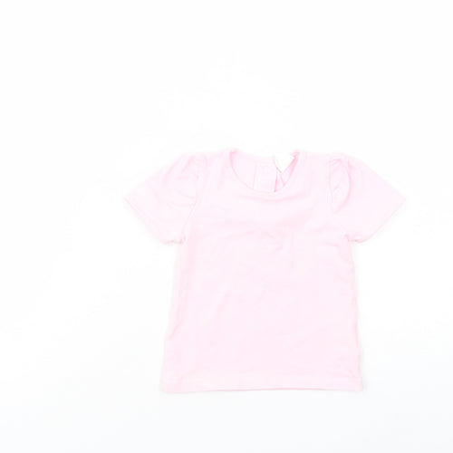 H&M Baby Pink  Cotton Basic T-Shirt Size 12-18 Months Crew Neck Snap