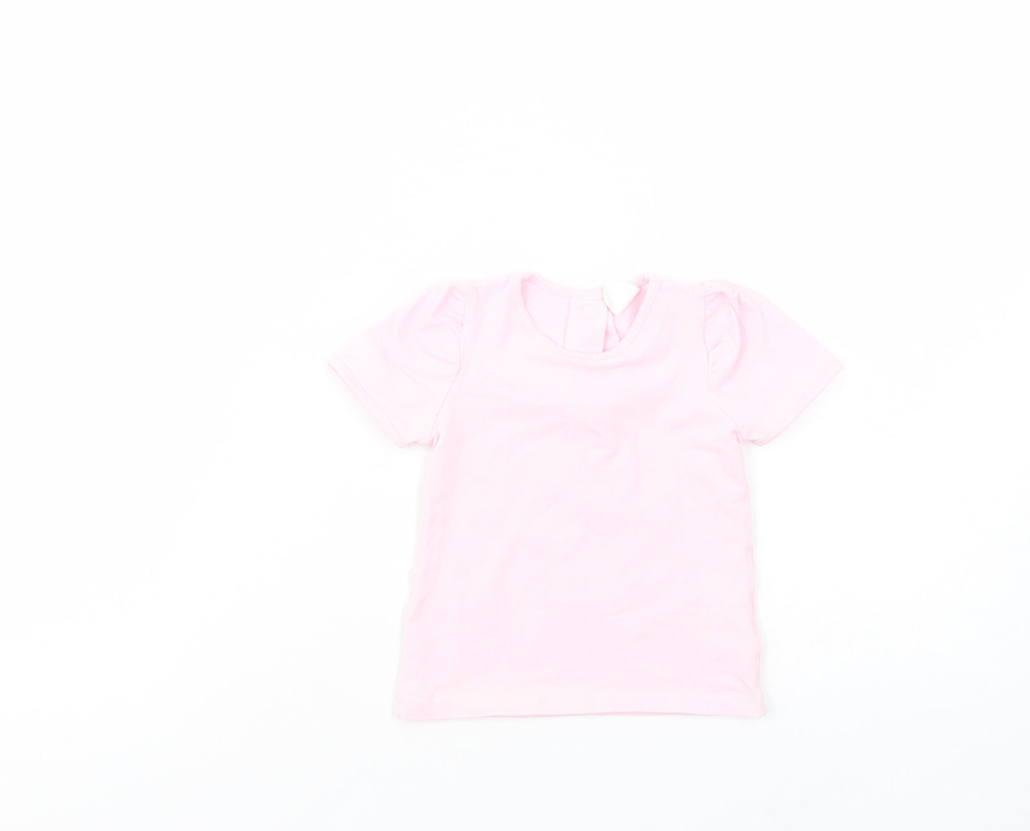 H&M Baby Pink  Cotton Basic T-Shirt Size 12-18 Months Crew Neck Snap