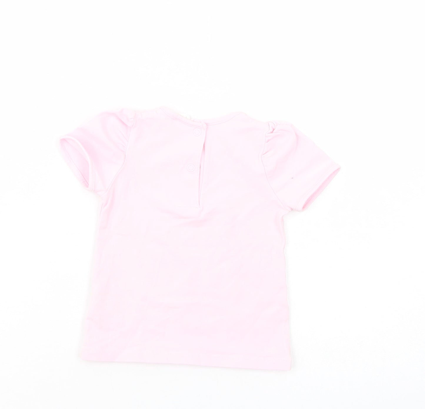 H&M Baby Pink  Cotton Basic T-Shirt Size 12-18 Months Crew Neck Snap