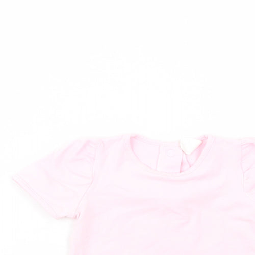 H&M Baby Pink  Cotton Basic T-Shirt Size 12-18 Months Crew Neck Snap