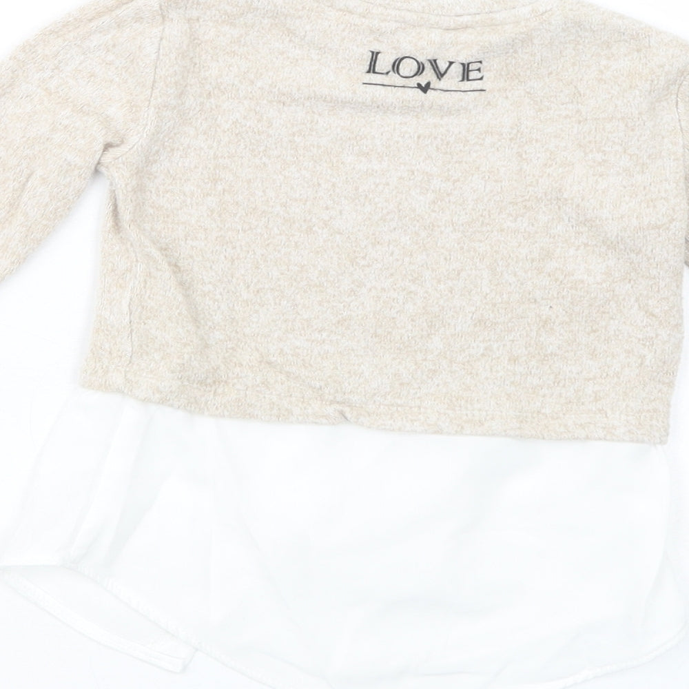 River Island Baby Beige  Viscose Pullover Blouse Size 12-18 Months Crew Neck Pullover - Less Is More Boring
