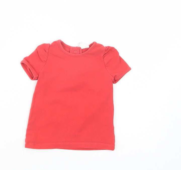 H&M Baby Red  Cotton Basic T-Shirt Size 9-12 Months Crew Neck Snap