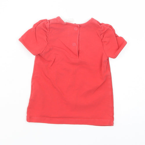 H&M Baby Red  Cotton Basic T-Shirt Size 9-12 Months Crew Neck Snap