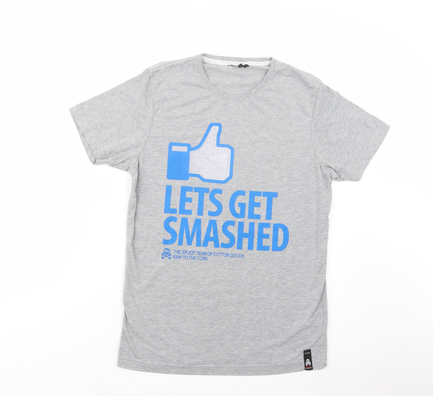 Xplicit  Mens Grey  Cotton  T-Shirt Size S Crew Neck