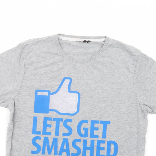 Xplicit  Mens Grey  Cotton  T-Shirt Size S Crew Neck