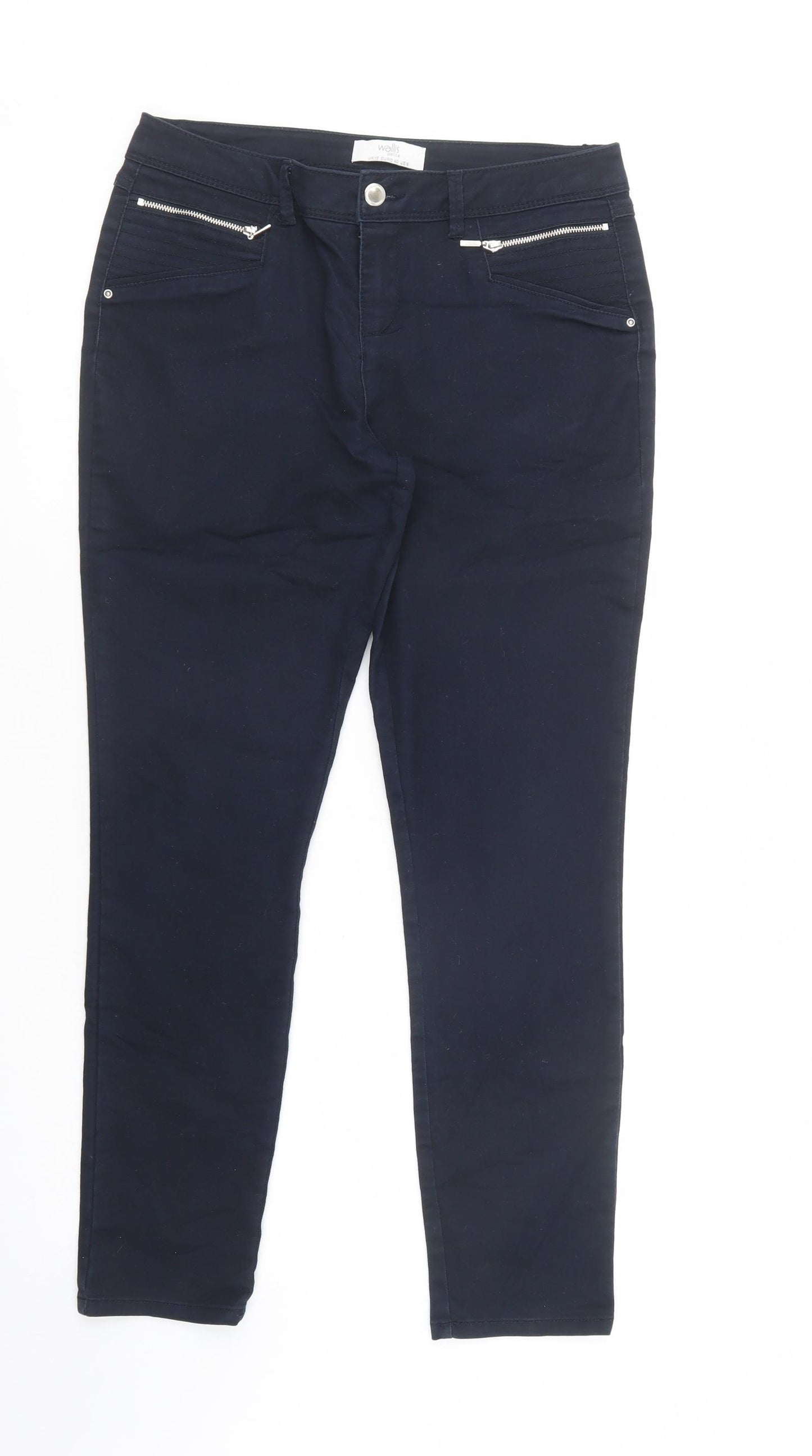Wallois Womens Blue  Cotton Skinny Jeans Size 12 L29 in Regular Button
