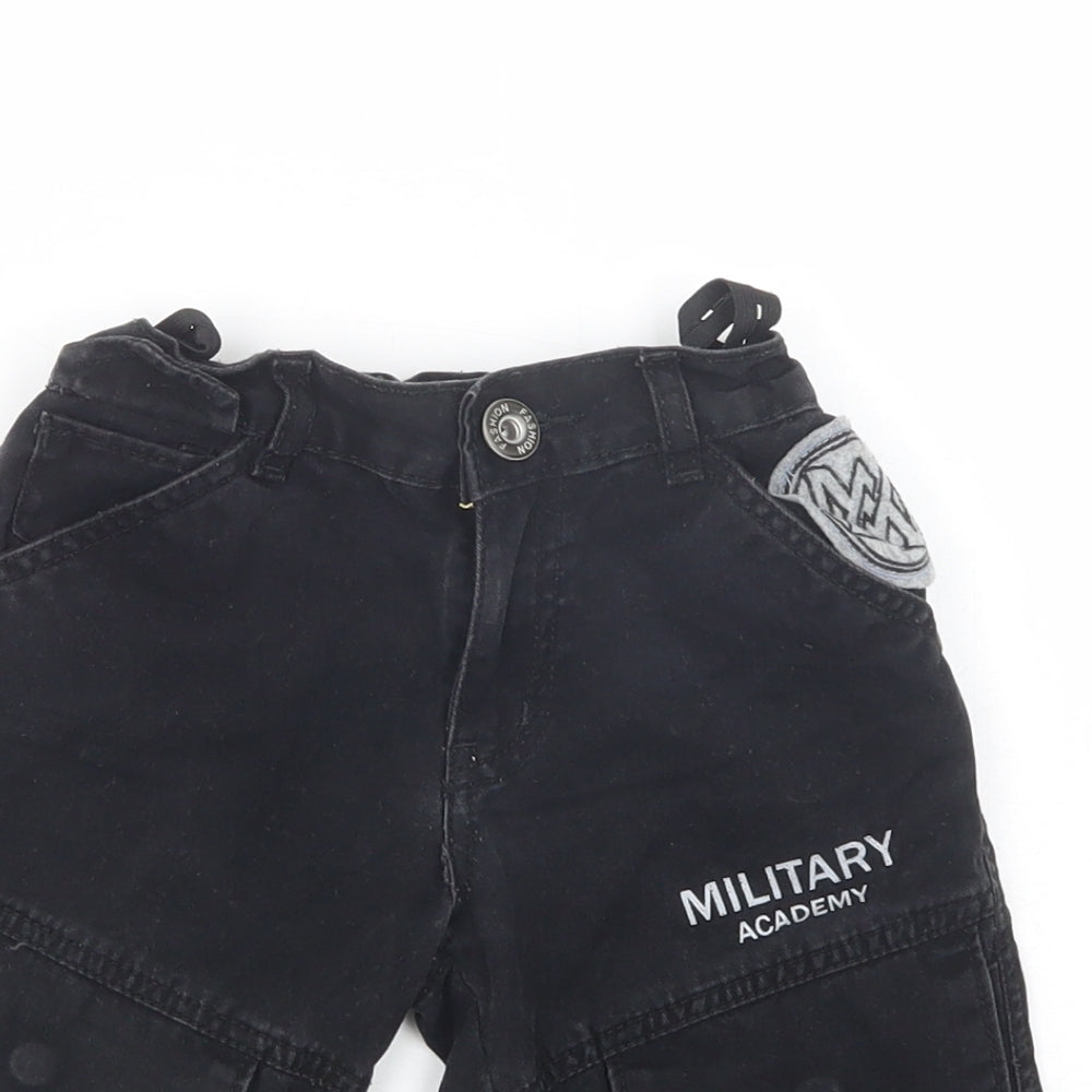 Max Boys Boys Black  Cotton Cargo Shorts Size 3-4 Years  Regular
