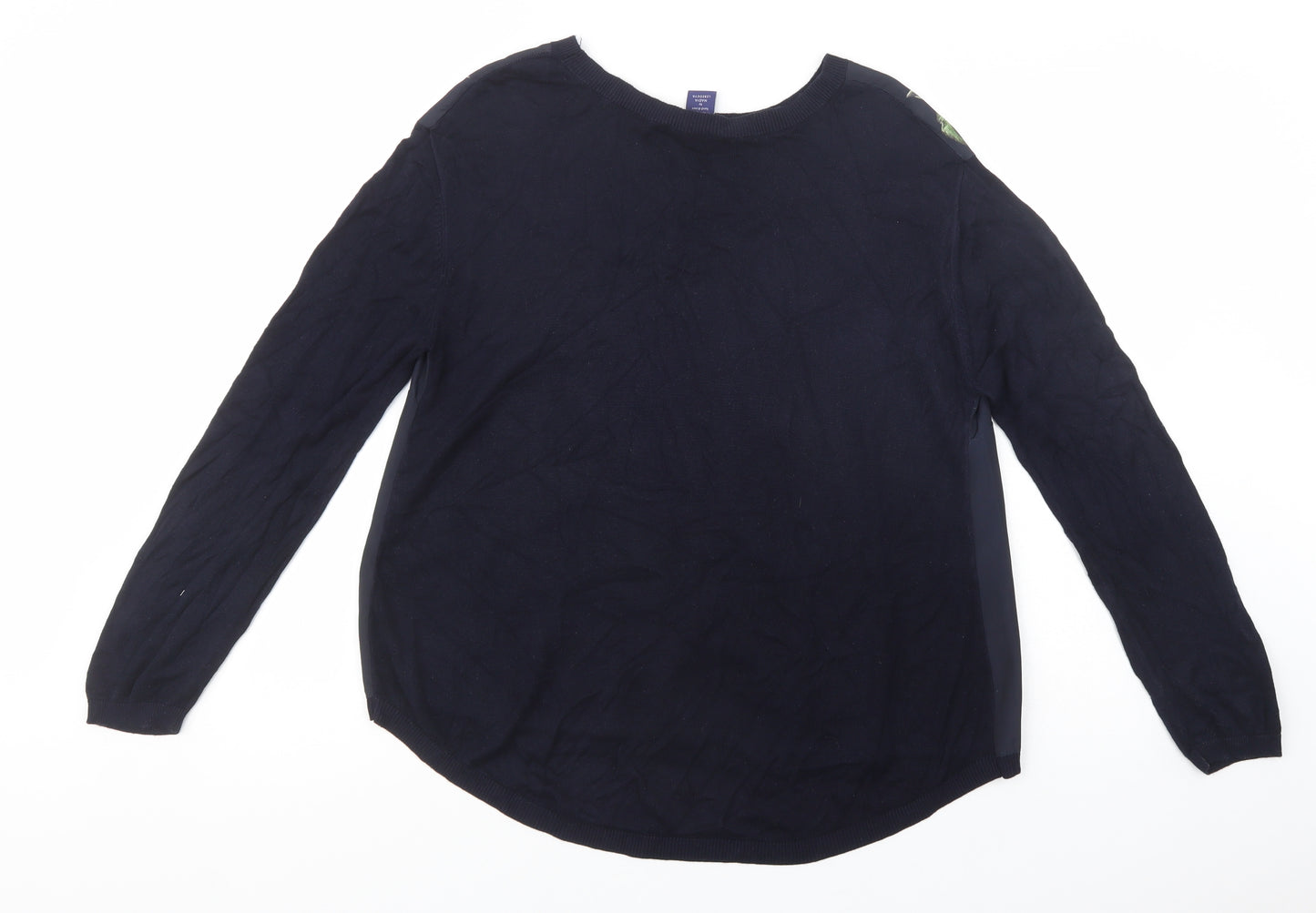 Oasis Womens Blue Boat Neck Floral Viscose Pullover Jumper Size L