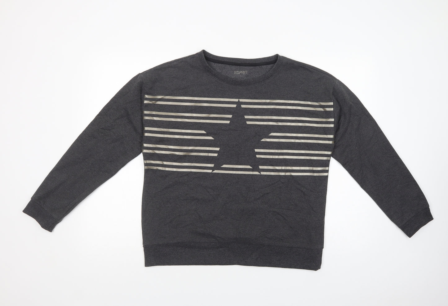 Esprit Womens Grey  Cotton Pullover Sweatshirt Size L  Pullover - Star