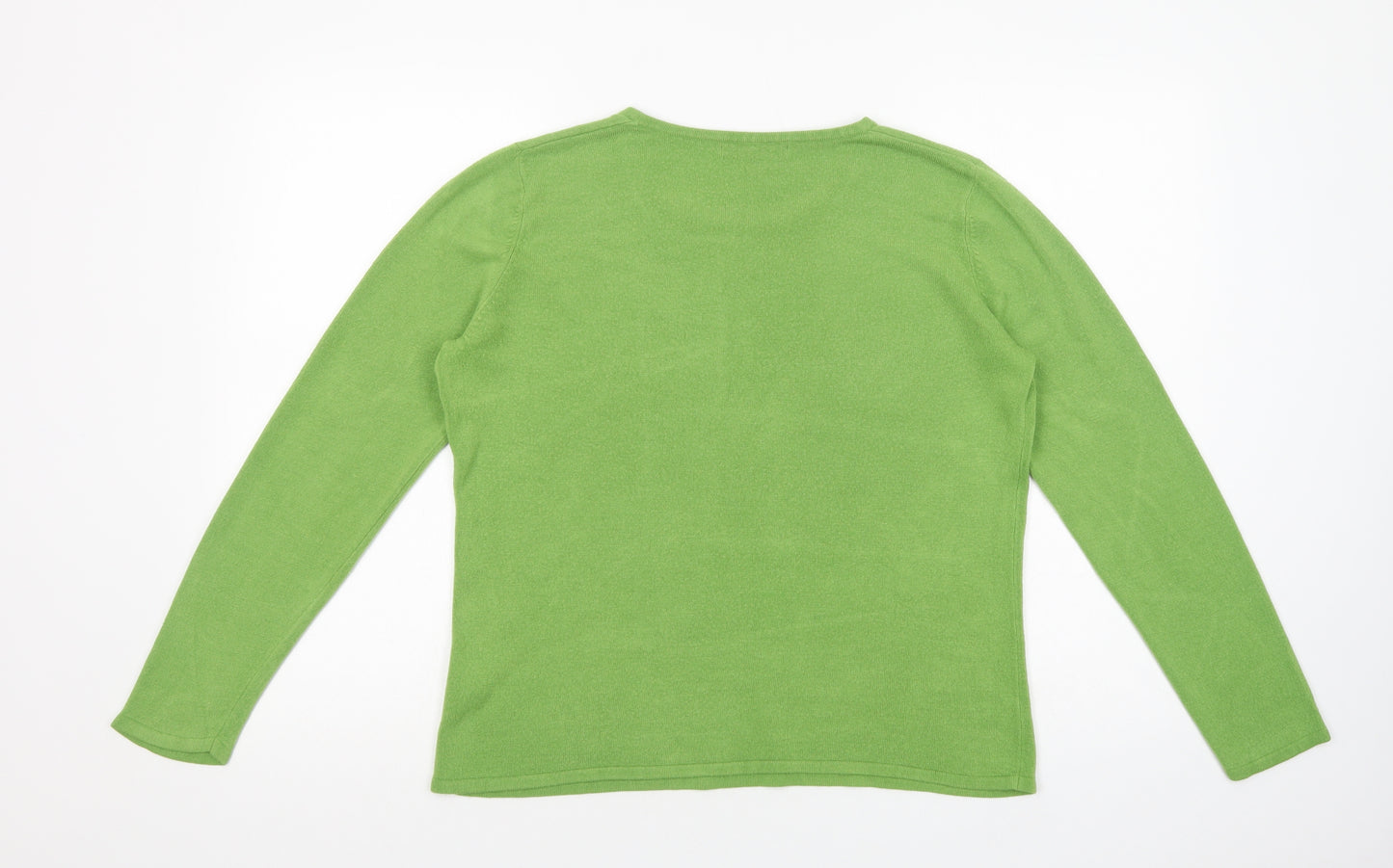 Bonmarché Womens Green Crew Neck  Acrylic Pullover Jumper Size M