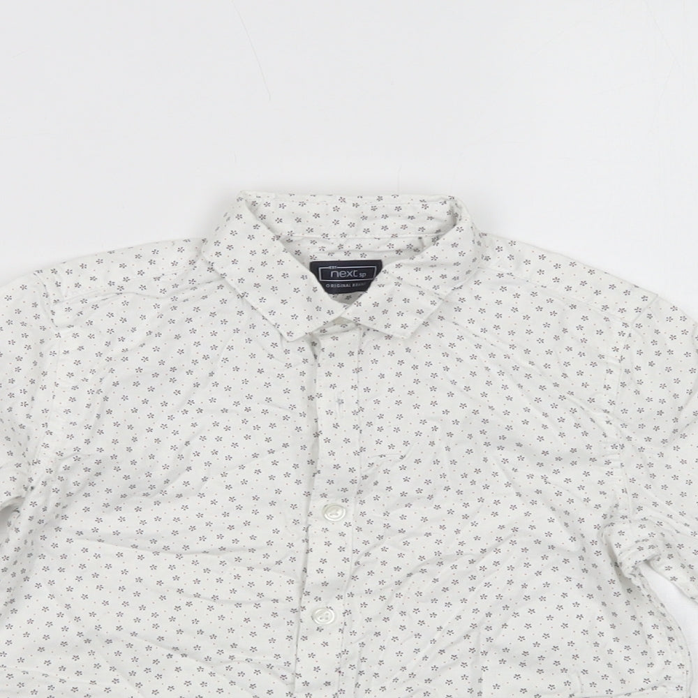 NEXT Boys White Floral Cotton Basic Button-Up Size 4-5 Years Collared Button