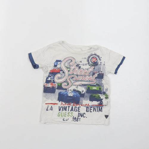 GUESS Baby White  Cotton Pullover T-Shirt Size 12 Months Crew Neck Pullover