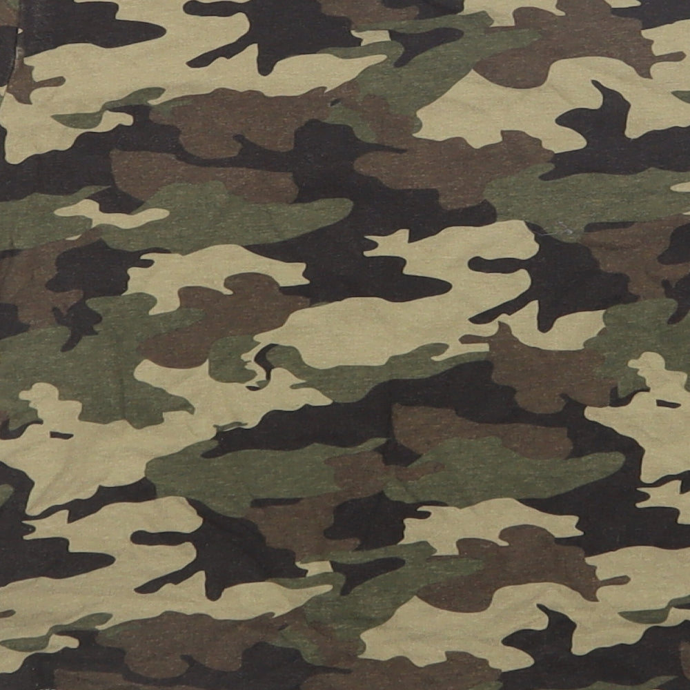 Primark Boys Green Camouflage Cotton Basic T-Shirt Size 3-4 Years Crew Neck Pullover