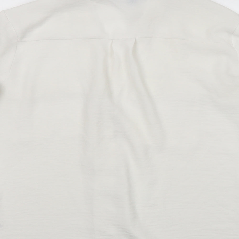 New Look Womens White  Polyester Basic Button-Up Size 8 Collared