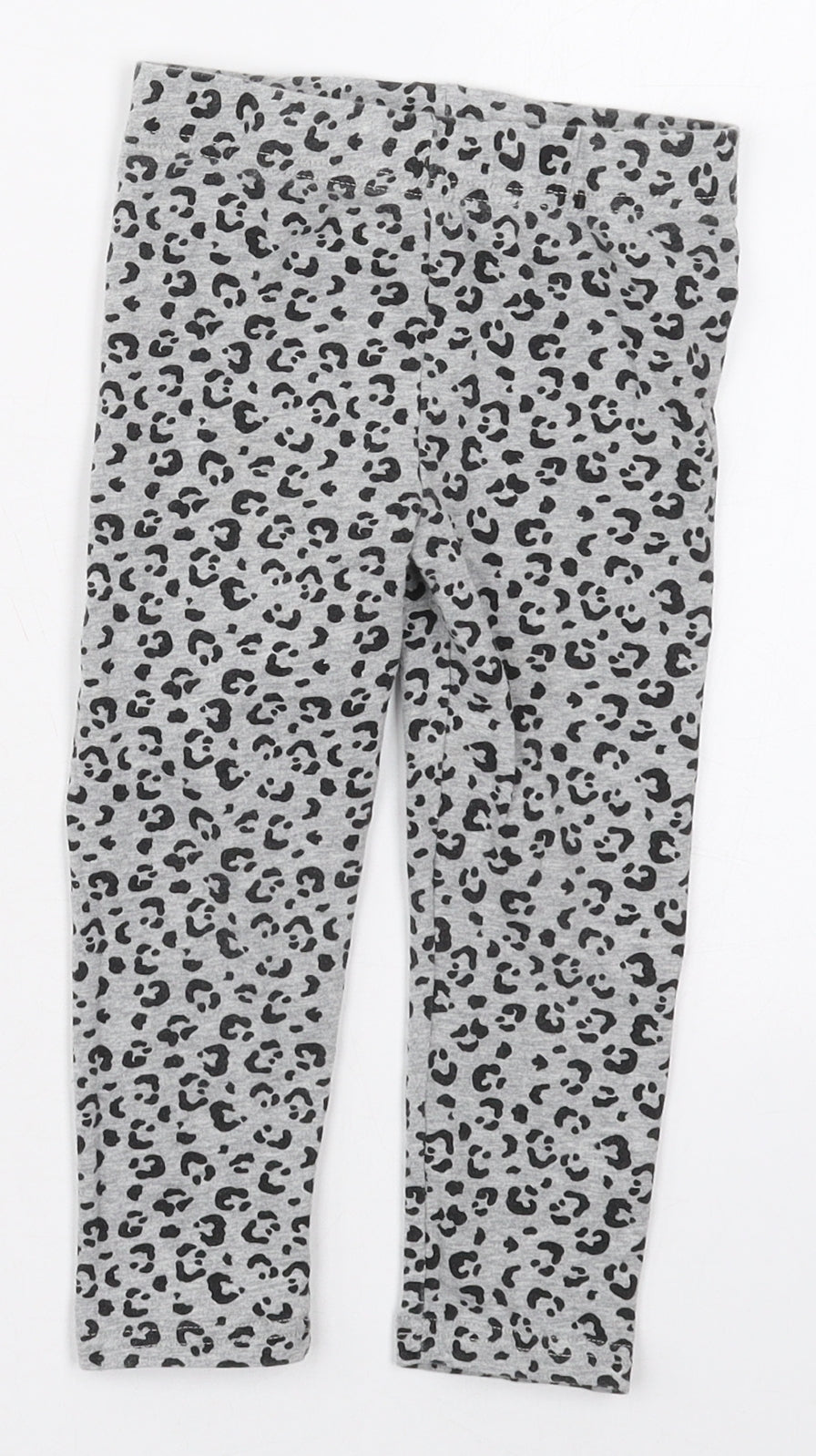 Matalan Girls Grey Animal Print Cotton Carrot Trousers Size 2-3 Years  Regular