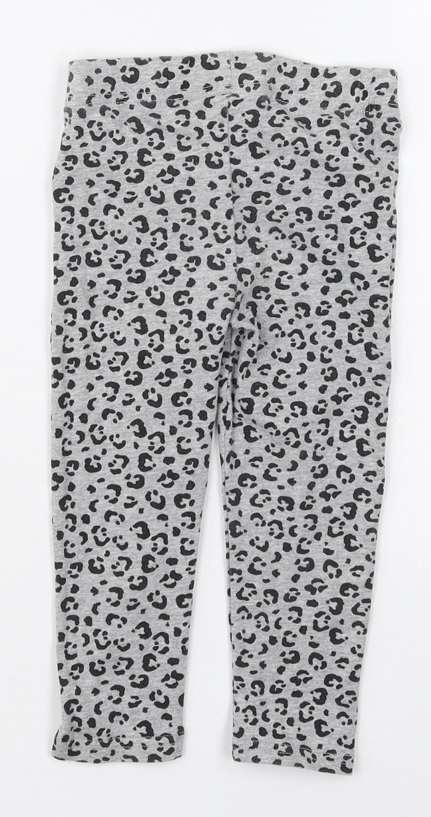Matalan Girls Grey Animal Print Cotton Carrot Trousers Size 2-3 Years  Regular