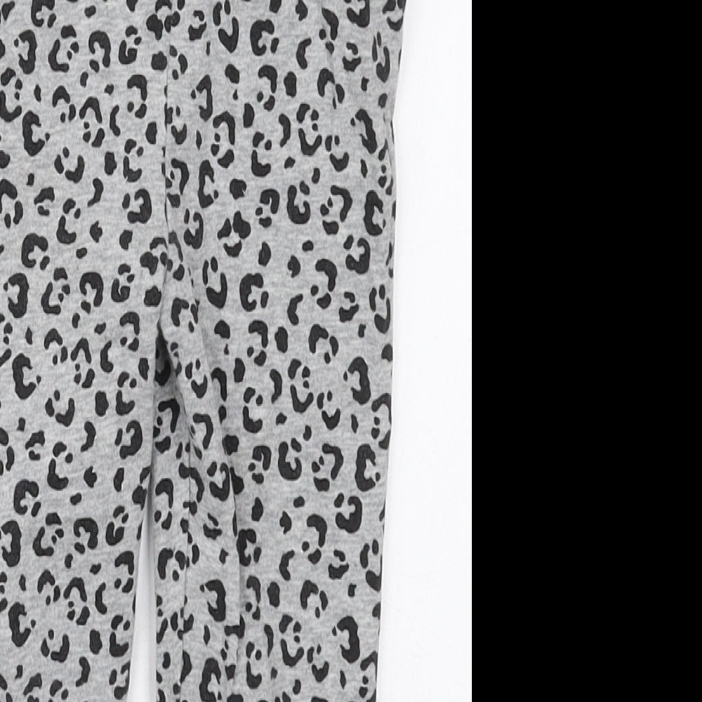 Matalan Girls Grey Animal Print Cotton Carrot Trousers Size 2-3 Years  Regular