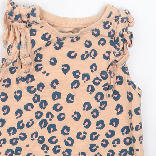 NEXT Girls Pink Animal Print Cotton Basic Tank Size 2-3 Years Crew Neck Pullover