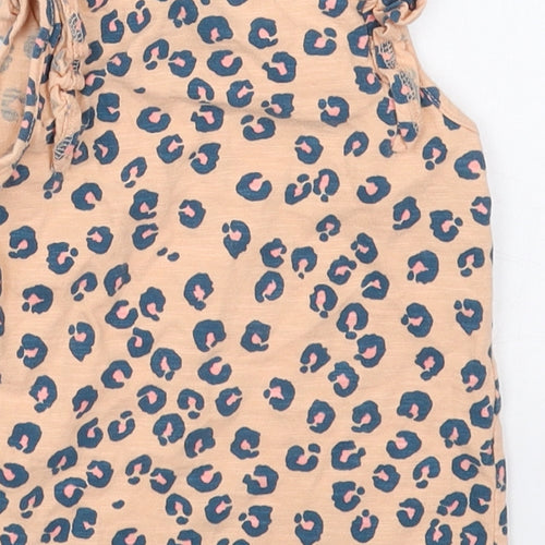 NEXT Girls Pink Animal Print Cotton Basic Tank Size 2-3 Years Crew Neck Pullover