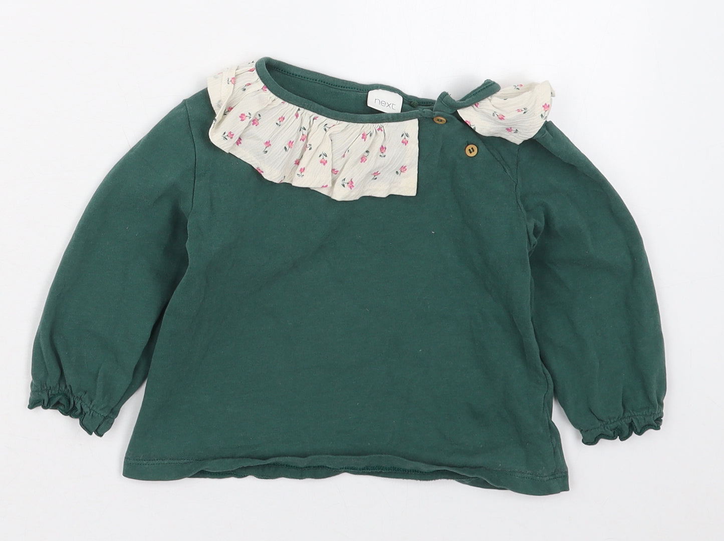 NEXT Girls Green  Cotton Basic T-Shirt Size 18-24 Months Collared Pullover