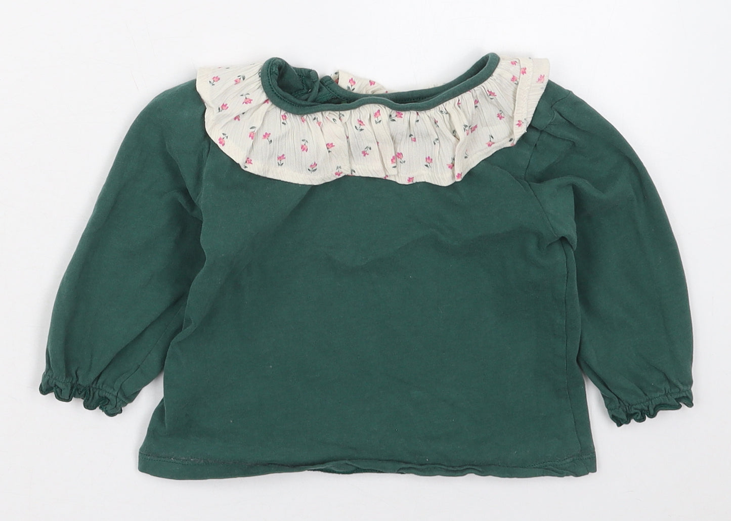 NEXT Girls Green  Cotton Basic T-Shirt Size 18-24 Months Collared Pullover