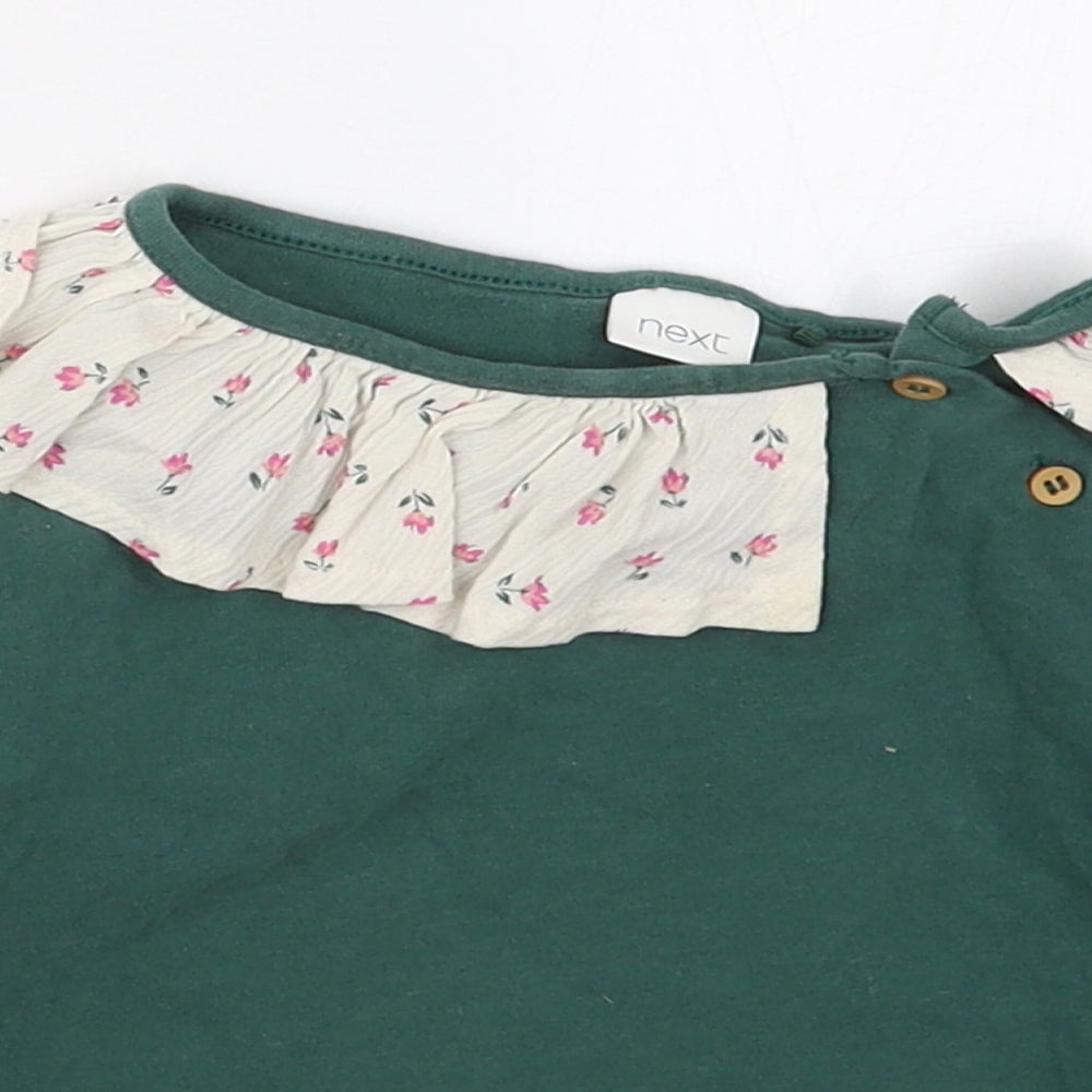 NEXT Girls Green  Cotton Basic T-Shirt Size 18-24 Months Collared Pullover