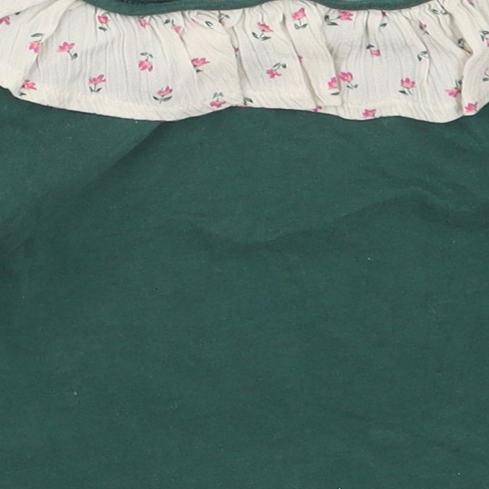 NEXT Girls Green  Cotton Basic T-Shirt Size 18-24 Months Collared Pullover