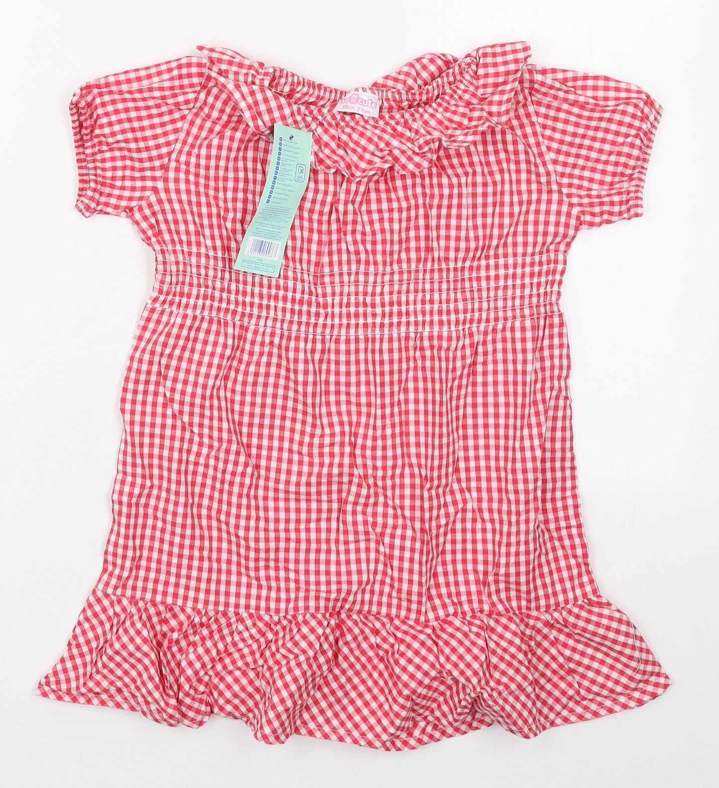 Pep&co Girls Pink Check Cotton A-Line  Size 2-3 Years  Collared Pullover