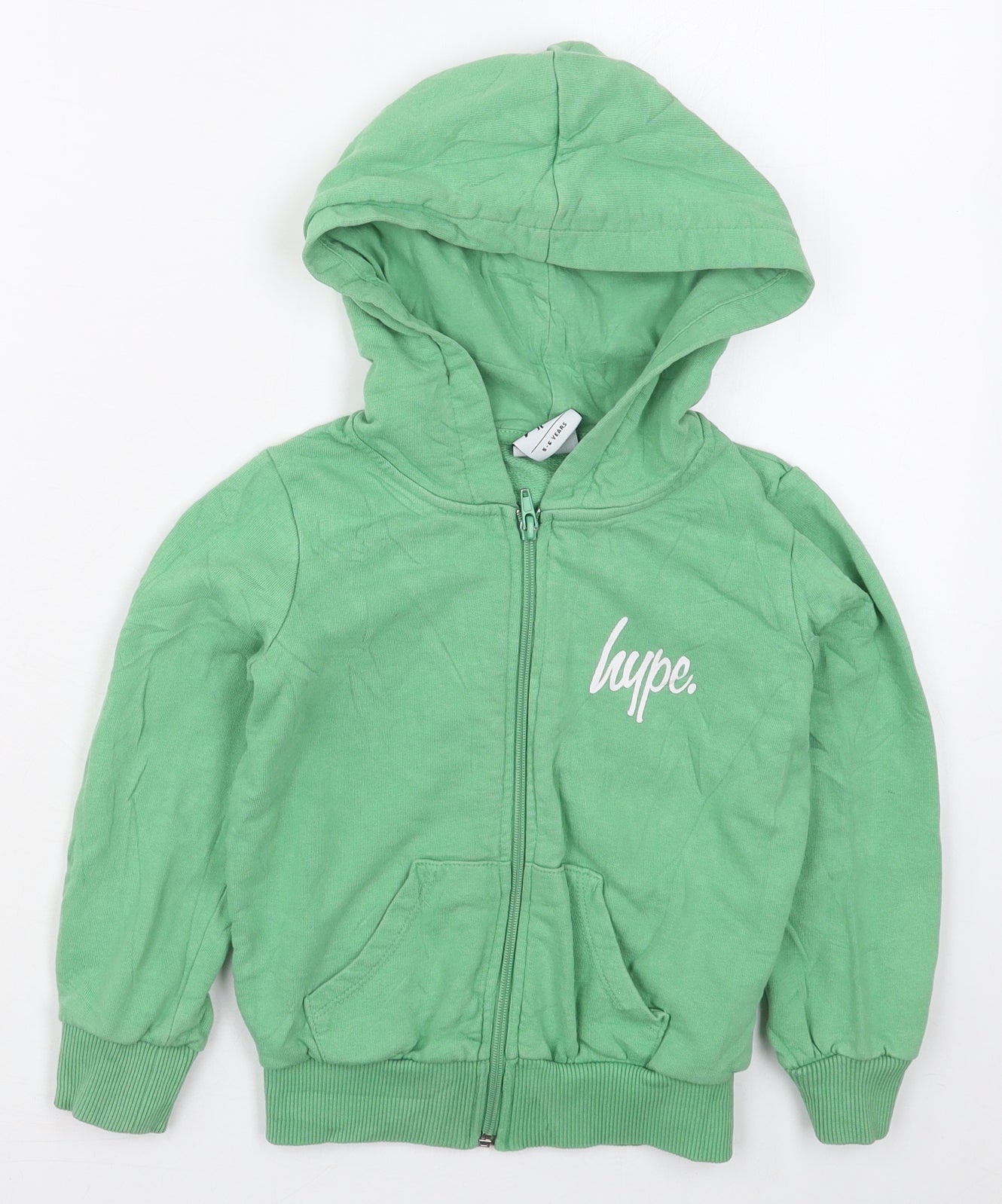 Hype Boys Green  Cotton Full Zip Hoodie Size 5-6 Years  Zip