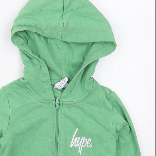 Hype Boys Green  Cotton Full Zip Hoodie Size 5-6 Years  Zip
